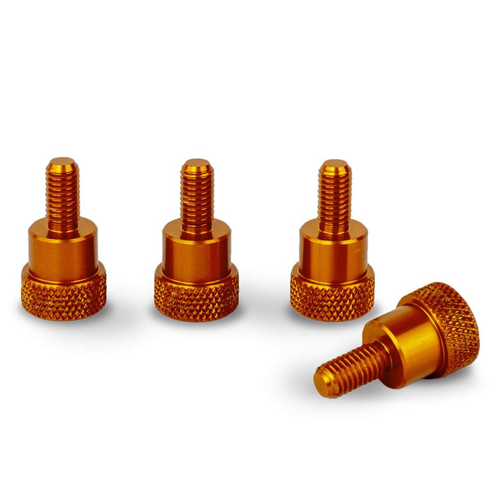 PrecisionGeek Orange Aluminium Knurled Shoulder Thumb Screws M5×10 mm (12 mm Dia Head, 6 mm Shoulder) – Set of 4 for DIY, Electronics, 3D Printing & Camera Rigs