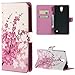 Galaxy Mega 2 Cover Case,PU Leather [Flip Wallet Case] Stand Protector Shell Cover Case for Samsung Galaxy Mega 2 G750F/G7508(6inch) Cases and Covers,Pink flower