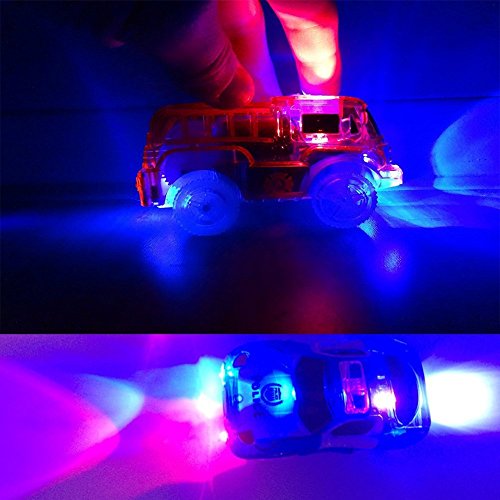 4 Pack Replacement Track Cars Light Up Toy Cars, 5 LED Flashing Lights Compatible with Most Tracks - Thumbnail 6