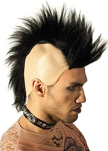 Skinhead Black 1980's Punk Mohawk Wig by Elevate Costumes