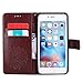 for iPhone 6 / 6S Wallet Case, (TM) Sun Pattern Embossed PU Leather Magnetic Flip Cover Card Holders & Hand Strap Wallet Purse Case for iPhone 6 / 6S [4.7 Inch] - Brown