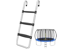 deomod Trampoline Ladder, 3 Steps Trampoline Ladders, Universal Steps Ladder for 10ft 12ft 14ft 15ft 16ft Trampoline, Non-Slip Wide Steps, Universal Hooks, Trampoline Parts for Kids/Children