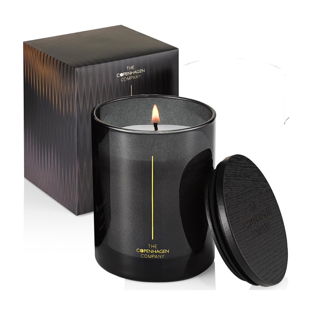 Luxury Scented Candle Gifts for Women | Soy Candle | 45 Hours Burn Time | The Copenhagen Company - Cherry, Cedarwood & Oud (7oz)