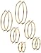 FIBO STEEL 6 Pairs Stainless Steel Hoop Earrings for Men Women Earrings Set 15-60mm Gold-tone