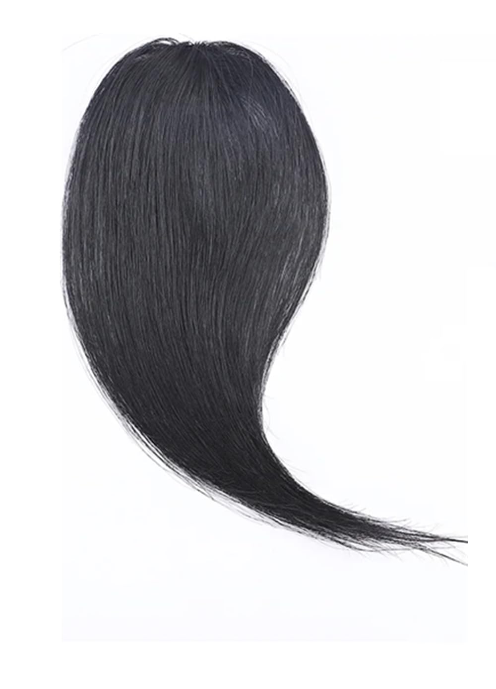100% Human Hair REMY Full Sweeping Bangs Clip In Side Sweep Fringe - Perm (Blackest Black x 1)