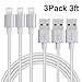 Sundix (TM) 3Pack 3FT Nylon Braided Lightning cords to USB Charge and Sync Cable Cord with Aluminum Connector for iPhone SE/5/6/6s/Plus/iPad Mini/Air/Pro (Silver)