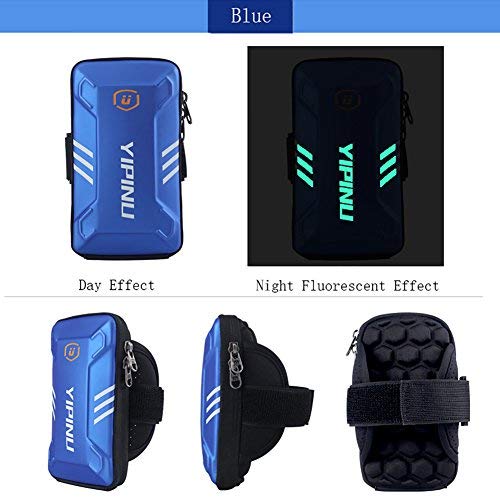 sports armband Waterproof Sports Cell Phone Arm Bag, Cool and Casual Night Running Armband for Workout in Gym, Running, Cycling,Hiking,Horse Riding,Jogging,and Nordic Skiing (blue, Small)
