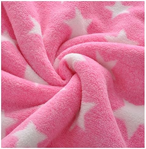Baby Pink Plush Blanket Security Blanket Double Layer Star Print Sherpa Coral Fleece 30x40 INCH