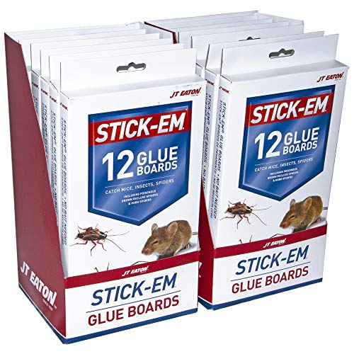 JT Eaton 198-12 Pest Catchers Glue Boards for Mice and Insects, 12-Pack