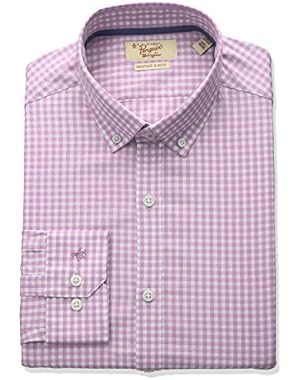 Men's Slim Fit Button Down Collar Performance Gingham Dress Shirt
