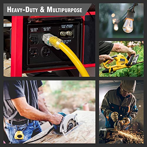 25 ft 10 Gauge Heavy Duty 3Outlet Lighted SJTW Indoor/Outdoor Yellow