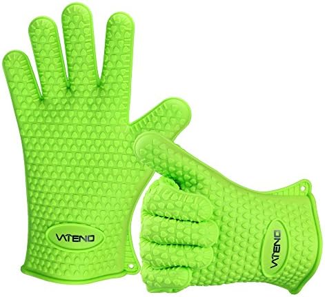 # Vateno Grill Gloves # Heat Resistant Silicone BBQ Gloves Used in Kitchen Handling High Temperature Food โ
Best Protection for Oven, Grill, Baking, Cooking, Smoking and At the Campsite โ
Far More Protection and Versatility Than Oven Mitts โ
Five-fingered Waterproof and Superior Grip โ
One Size Fits All and Five Colours to Choose โ
One Pair of Vateno โ
Lifetime No-questions Asked Free Replacement (Mint Green)
