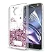 LeYi for Moto Z Case,Moto Z Droid Case (NOT FIT Moto Z Play) with HD Screen Protector for Girls Women, Shiny Glitter Liquid Clear TPU Protective Phone Case for Motorola Moto Z Droid Edition Rose Gold