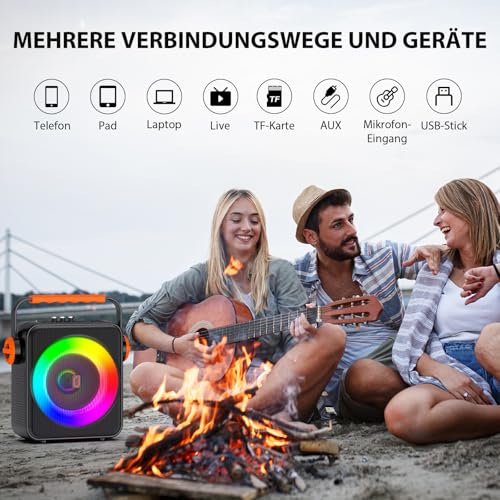 JYX Karaoke with 2 Microphones, Portable Bluetooth 5.3 Karaoke Speaker with 2 Wireless Microphones for Adults, PA System with Echo Adjustment, Supports TWS/TF Card/USB/AUX/Live