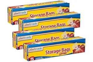 Plastimade Disposable Plastic Storage Bags With Original Twist Tie, 1 Gallon Size, 300 Bags, Great Thanksgiving For Home, Office, Vacation, Traveling, Sandwich, Fruits, Cake, Cookies, Or Any Snack