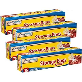 Plastimade Disposable Plastic Storage Bags With Original Twist Tie, 1 Gallon Size, 300 Bags, Great For Home, Office, Vacation, Traveling, Sandwich, Fruits, Nuts, Cake, Cookies, Or Any Snacks (4 Packs)