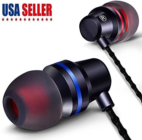 Lstiaq Earphones Metal Earphone Stereo BASS In Ear Headphones Noise Cancelling Earphone With Microphone Volume Control black