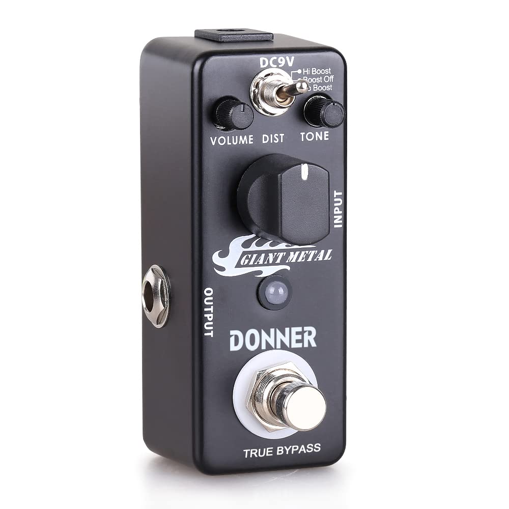 Donner Giant Metal Distortion Pedal -Boost Distortion for Electric Guitar, Pedalboards, 3 Modes True Bypass