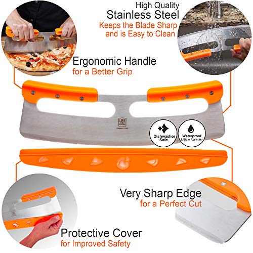 The Ultimate Pizza Making Tools - 14" Aluminum Pizza Peel and 14" Stainless Steel Rocker Pizza Cutter | Great Kit for Baking Pizza, Cookies and Bread in Any Oven or Grill