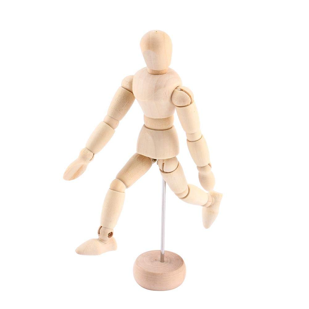 4.5" Wooden Human Mannequin Figure Model with Stand for Table Display,Manikin Painting Drawing,Art Sketch-Movable Limbs,Flexible Fully Jointed
