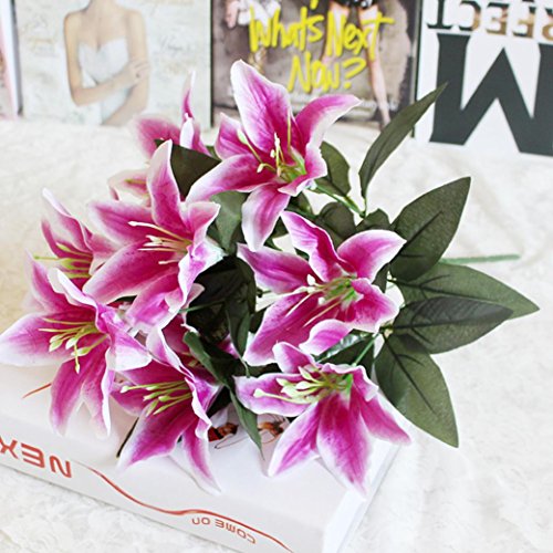 Hot Sale!!Wedding Party Home Decor,10 Heads Bridal Bouquet Artificial Fake Silk Lilies Flower (B) - Thumbnail 2