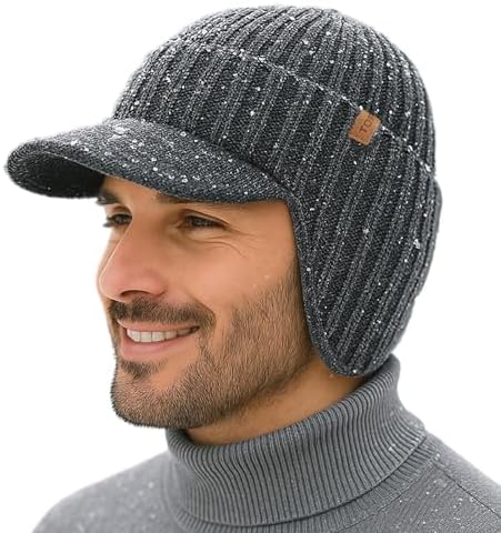 TOP-EX Waterproof Merino Wool Visor Brimed Beanie with Ear  display picture 2