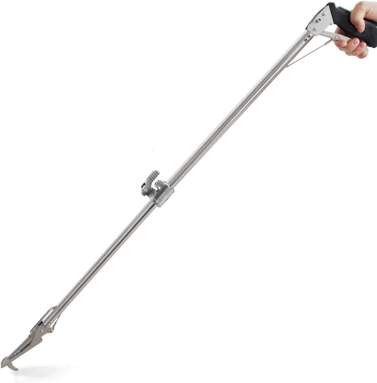 Fnova Upgraded 47 Inch Professional Collapsible Snake Tongs Reptile Catcher Stick Rattlesnake Grabber Pick-up Handling Tool, with Zigzag Wide Jaw, Stainless Steel