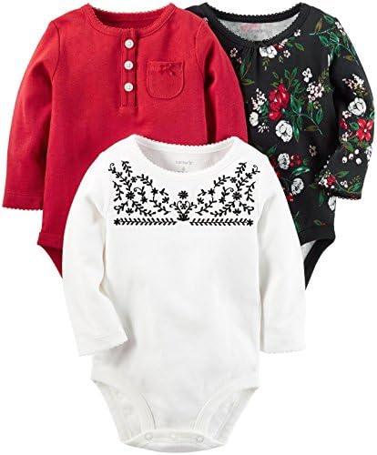 Carters Baby Girls Multi-Pk Bodysuits 127G197, Blackwhitered, 12M