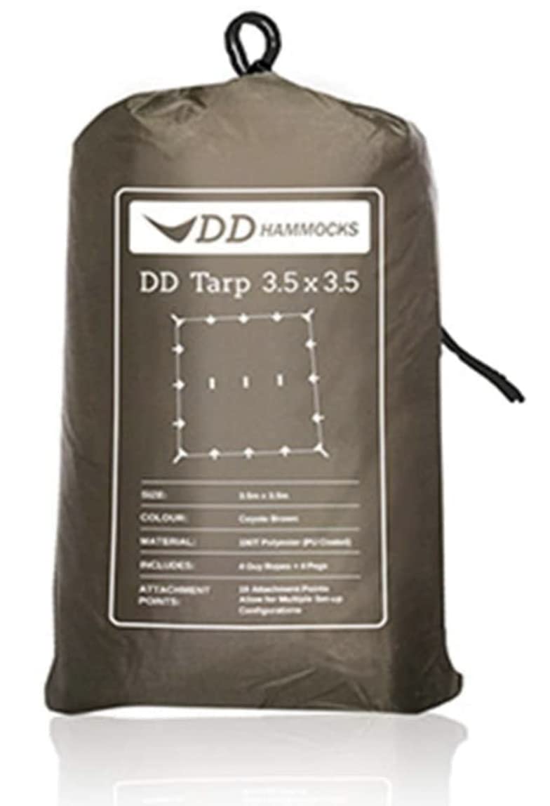 DD Hammocks - DD Tarp 3.5 x 3.5 - Coyote Brown - Fully Waterproof Lightweight Tarp Shelter For Hiking And Outdoor Camping Adventure