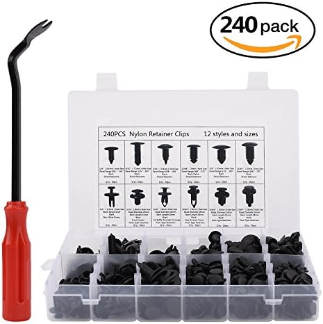 Car Push Rivets Retainer Clips Kit, NaTape 240 Pcs Automotive Fasteners for GM Ford Toyota Honda Chrysler Peugeot with Retainers Remover