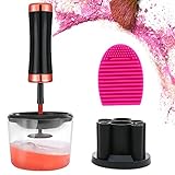 Bevice Makeup Brush Cleaner and Dryer, USB Rechargeable Makeup Brush Cleaner, Electric Makeup Brush Spinner, 2 Adjustable speed, 8 Collars, with Cleaning Mat（2019 Upgraded）