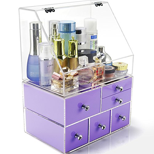 Extra Large Acrylic Makeup Organizer Countertop With Clear Box
