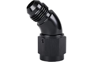 Podavelle 45 Degree 6AN Male to 6AN Female Swivel Full Flow Fitting Adapter Coupler Aluminum Black
