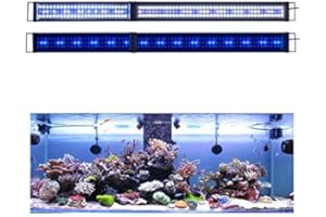 KZKR LED Aquarium Light 60-72 Inch Foldable Adjustable Fish Tank Light Hood Lamp for Freshwater Saltwater Marine Blue and White Decorations Light 5-6ft 150cm - 180cm
