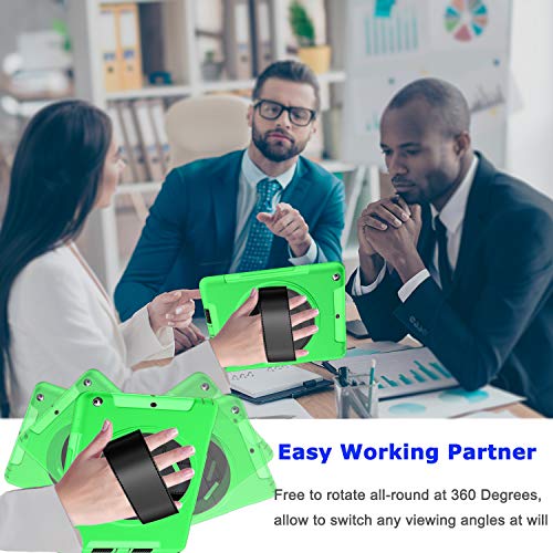 Weuiean Compatible with iPad 6th/5th Generation 2018 2017 Case, Full-Body Shock Drop Proof Case with 360 Rotating Hand Strap Screen Protector Stand for iPad 6th/5th 9.7 A1893 A1954 A1822 A1823 - Green