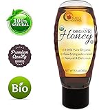 Raw Honey Organic Unfiltered - 100% Pure & Delicious Natural Honey Sweetener And Sugar Alternative - Natural Skin Care Dietary Supplement Rich in Antioxidants - USDA Certified OU Kosher & US Grade A