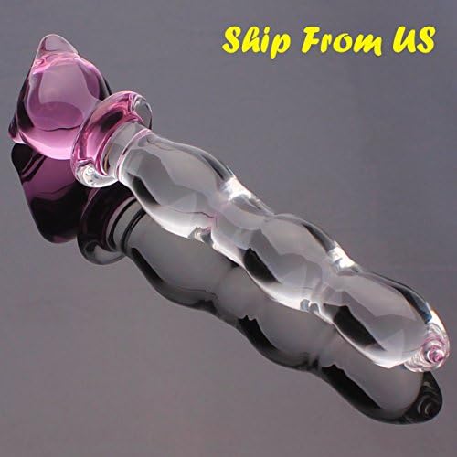 8.18in Glass Massage Sticks Wand Pleasure Toys with Pink Cute Cat Headed and Plump Beads Personal Massager for Women Men Couples