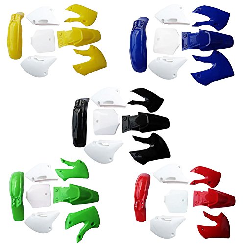JCMOTO Motorcycle Dirt Bike Body Plastic Fender For SSR Coolster BBR Various Colors (4 blue&3 white)
