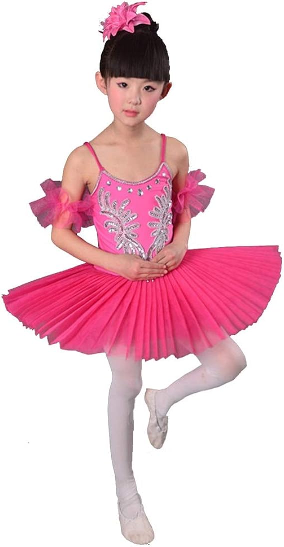 Amazon 女の子バレエ衣装 パフォーマンスドレスチュチュスカートリトルスワンコスチューム 色 Rose Red サイズ 150cm スカート 通販