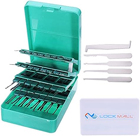 Lockmall KLOM 32 Piece Lock Pick Set and Lockmall Credit Card Style Lock Pick Set, Klom Lock Pick Tools Set Lock Opener Locksmith Tool, Locksmith Tools Lock Pick for Training Practice (Lockmall + KLOM, D)
