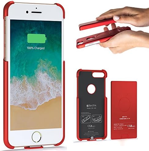 iPhone 8 Plus / 7 Plus / 6 Plus / 6s Plus Battery Case, 5000mAh Capacity Portable Wireless iPhone Charging Case Extended Battery Rechargeable Pack (Red) By BESTRIX