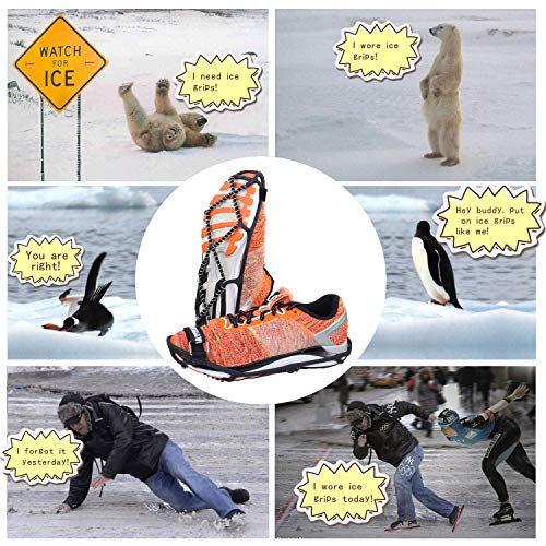 MattiSam Traction Cleats Crampons for Walking on Snow and Ice Anti-Slip Ice Grips Snow Grips Universal Size Lightweight Ice Grippers with Safety Straps & Waterproof Bag Perfect for Jogging Or Hiking