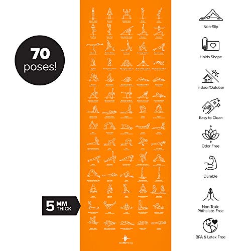 yoga mat with poses printed on it