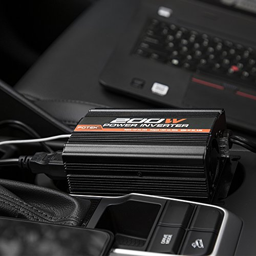 POTEK 200W Power Inverter DC 12V to 110V with 2A USB Charging Port for Laptop, Tablet and Smart Phone - Thumbnail 6