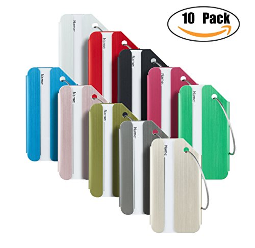 Travelambo Luggage Tags & Bag Tags Stainless Steel Aluminum Various Colors (Mixed Colors 10 pcs Set)