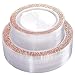 IOOOOO Rose Gold Plastic Disposable Party Plates, 96 Pcs, Lace Rim; 48 Dinner Plates 10.25' & 48 Dessert Plates 7.5'