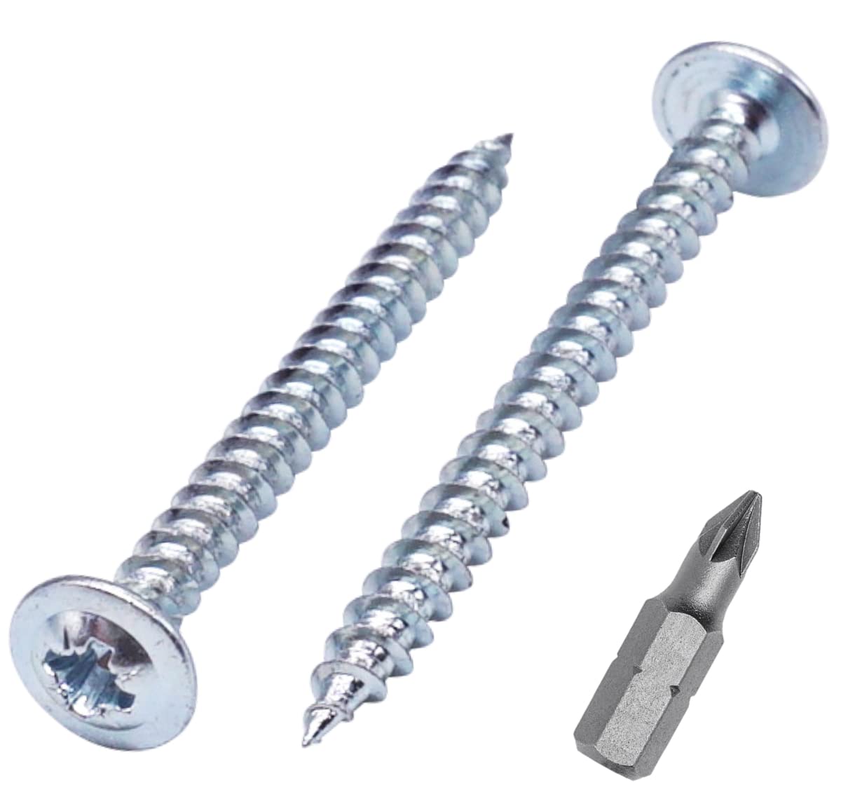 SKIR'CO (50 pcs) Zinc Plated Steel 4.0 x 45 mm Silver Wood Screws, Metal Screws, Wafer Head, Pozidriv, Self Tapping