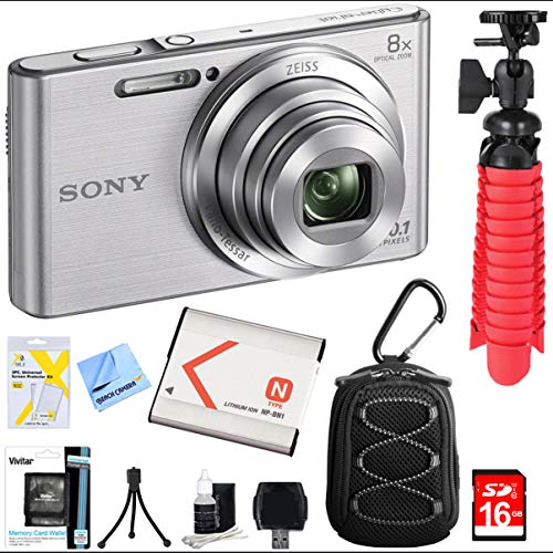 Sony DSCW830 Cybershot 20.1MP Digital Camera (Silver) + 16GB Memory
