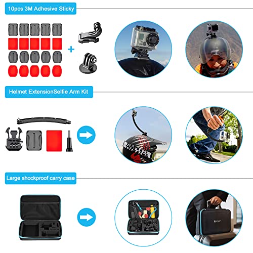 Artman Upgraded Action Camera Accessories Kit Compatible with GoPro