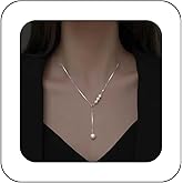 Iaceble Vintage Pearl Y Lariat Necklace Long Pearl Drop Necklace White Pearl Pendant Necklace Gold Pearl Y Necklace Jewelry for Women